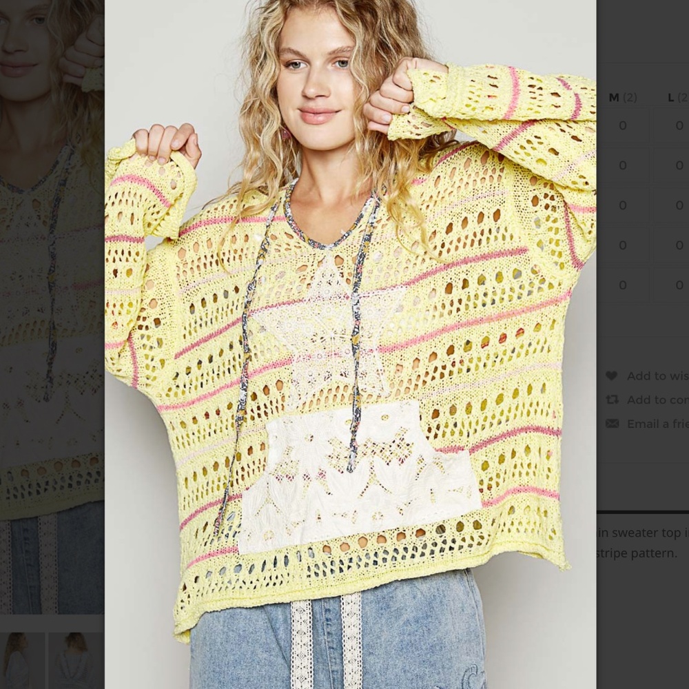 POL Yellow and Pink Knit Hoodie